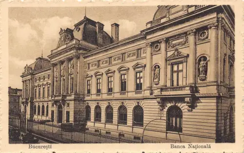 L109 Rumänien Bucuresti Bukarest Nationalbank Vintage Postkarte