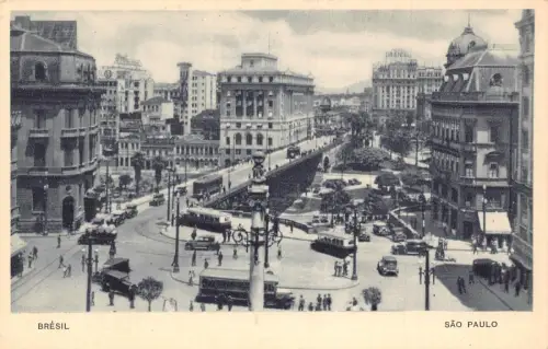 L250 Brasilien BRÉSIL SÃO PAULO Panorama, Straßenbahn Vintage Postkarte