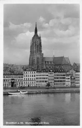 A162 Deutschland 1951 Frankfurt a M Flussansicht Dampfer Dom Vintage Postkarte