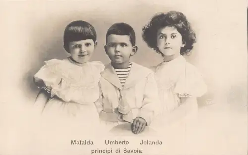 L039 Italien Mafalda Umberto Jolanda principi di Savoia Königtum Postkarte