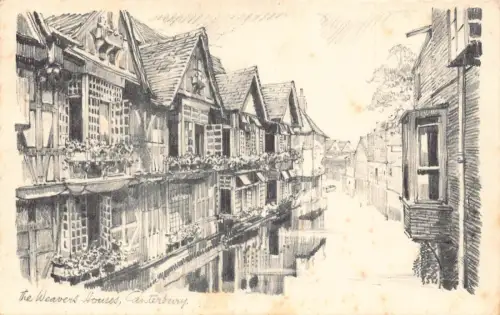 L233 England 1956 The Weavers Houses Canterbury Vintage Postkarte