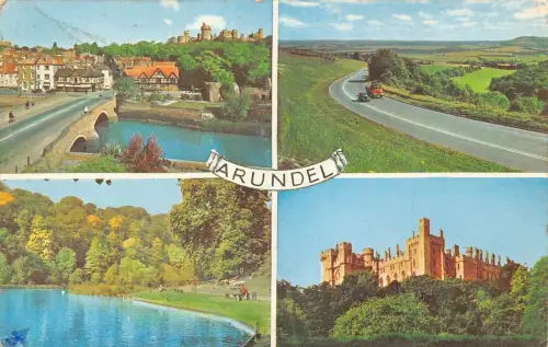 L236 England 1981 Arundel Castle Bury Hill und Amberley Swanbourne Lake Postkarte