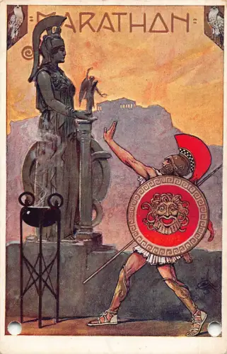 L103 Tschechien 1912 Marathon Olympische Spiele Künstler Postkarte