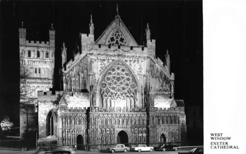 L237 England West Window Exeter Cathedral Cars Vintage Postkarte