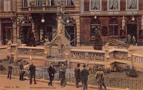 A138 Deutschland Köln a Rh Heinzelmaennchenbrunnen Brunnen Vintage Postkarte