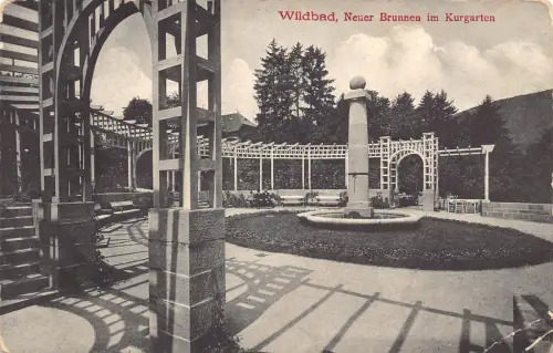 L210 Deutschland Wilbad Neuer Brunnen im Kurgarten Bäder Vintage Postkarte
