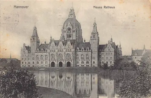 A139 Deutschland 1913 Hannover Neues Rathaus Rathaus Vintage Postkarte