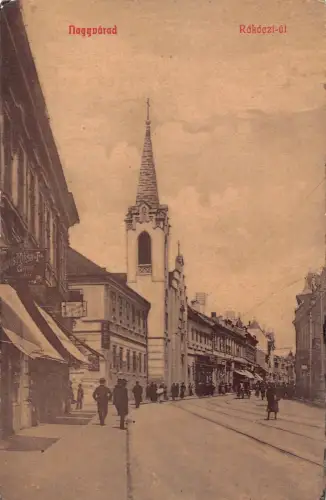 B299 Rumänien Oradea Nagyvarad Rakoczi ut Strada Republicii Geschäfte Postkarte