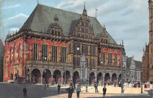 A137 Deutschland Rathaus Bremen alte Postkarte