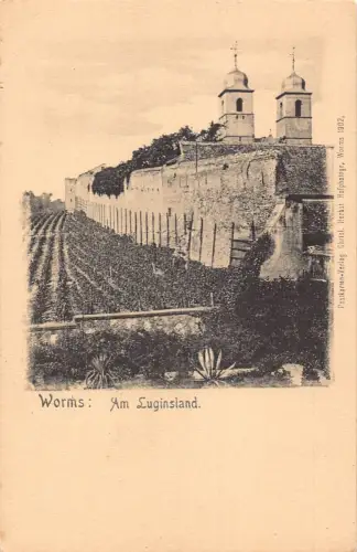 A136 Deutschland Worms Am Luginsland Zitadelle Weinberg Vintage Postkarte