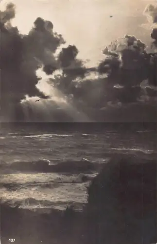 A136 Deutschland 1930 Ostseebad Zingst Ostsee Abendstimmung Sonnenuntergang RPPC Postkarte