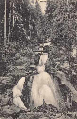 A136 Deutschland 1914 Triberg Schwarzwald Wasserfall Holzbrücken Vintage Postkarte