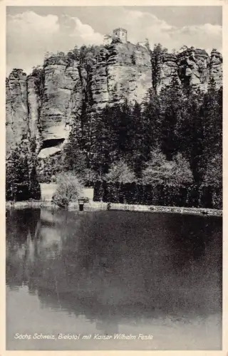 A135 Deutschland 1931 Saechs Schweiz Bielatal Kaiser Wilhelm Feste Klippen Postkarte