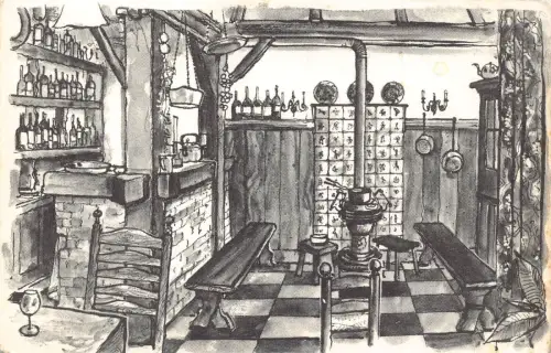 A132 Niederlande Künstlerkarte Taveerne Old Dick Geleen Inn Vintage Postkarte