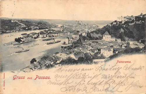 L209 Deutschland 1899 Gruss aus Passau Panorama Vintage Postkarte