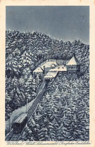L212 Deutschland Wildbad Wurtt Schwarzwald Bergbahn Bahnhof Standseilbahn Postkarte