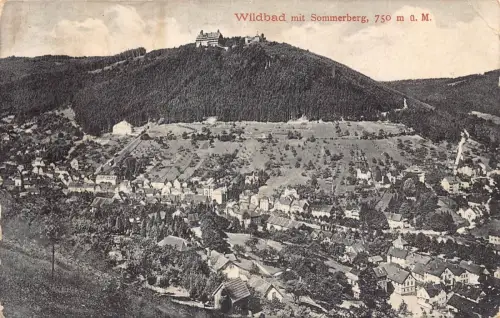 L210 Deutschland 1914 Wildbad Mit Sommerberg 750 M Vintage Postkarte