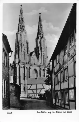 L219 Deutschland Soest Durchblick auf St. Maria zu Wiese Dom RPPC Postkarte
