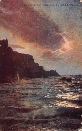 L232 England 1922 Ilfracombe Sunset Effect Sea Vintage Postkarte