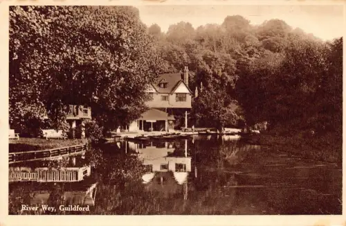 L232 England River Wey Guildford Lake Vintage Postkarte