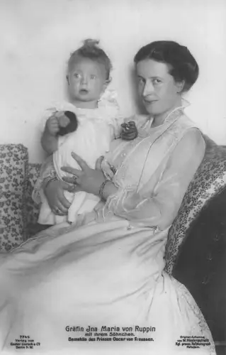 L039 Deutschland Gräfin Jna Maria von Ruppin und Sohn Königtum Vintage Postkarte