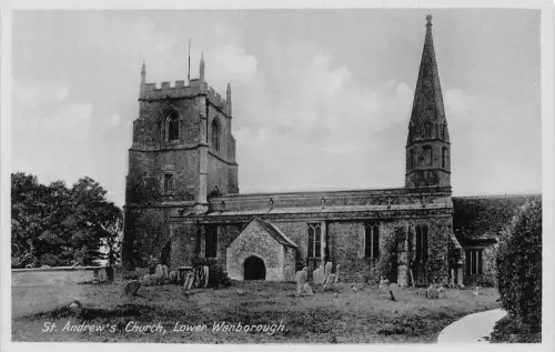 L231 England St Andrew's Chruch Lower Wanborough Friedhof Vintage Postkarte.
