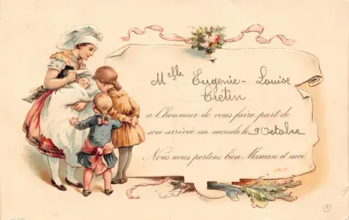 L252 Geburtstagsgrüße 1908 Mutter Kinder Blumen Fantasy Prägepostkarte