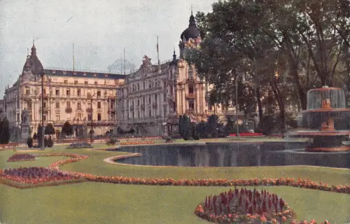 Deutschland Wiesbaden Kaiser Friedrich Platz Bowling grün Vintage Postkarte
