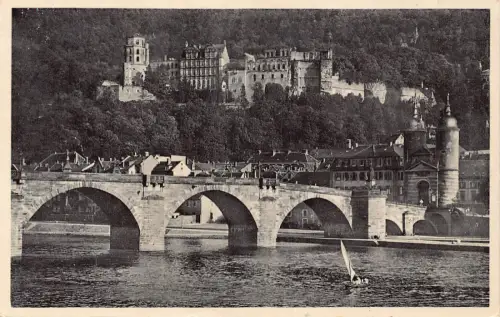 Deutschland Heidelberg Alte Neckarbrücke Schloss Schloss AK