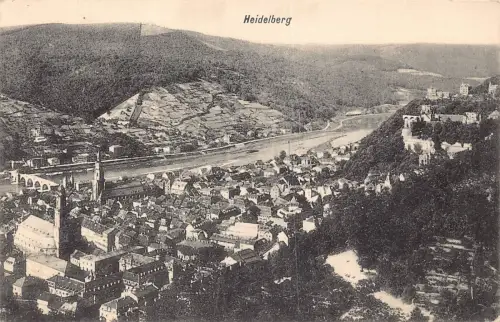Deutschland Heidelberg 1918 Gesamtansicht alte Postkarte