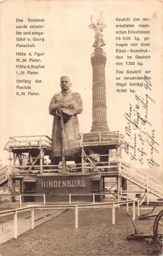 Eiserner Hindenburg Statue in Berlin vor Siegessäule Vintage Postkarte