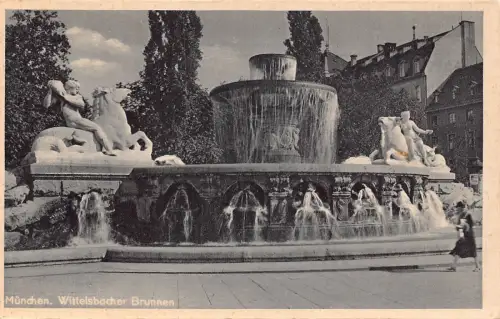 Deutschland München Wittelsbachter Brunnen Vintage Postkarte