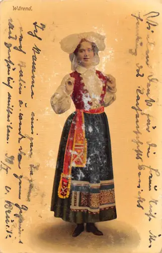 Deutsche Trachten 1918 Frau aus Warend alte Postkarte