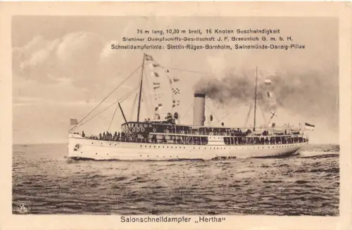 Dampfschiff Saloschnelldampfer Hertha Vintage Postkarte