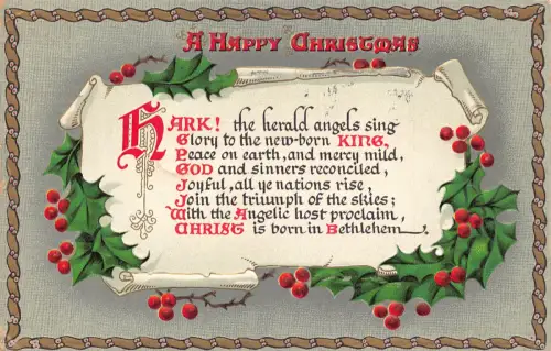 Weihnachtsgrüße geprägt Heiliger Baum 1911 Gedicht Vintage Postkarte