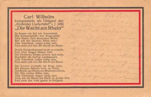 Gedicht "Die Wacht am Rhein" von Carl Wilhelm 1914 alte Postkarte