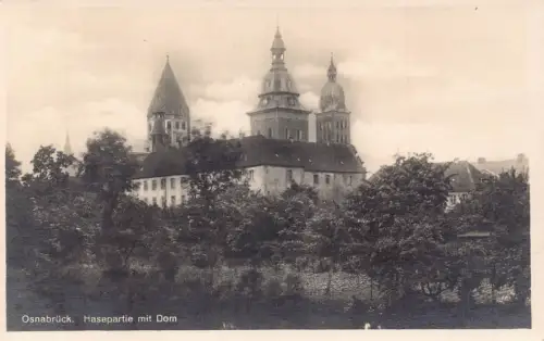 Deutschland Osnabrück Hasepartie mit Dom Dom Vintage Postkarte