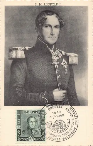 Belgien 1949 König Leopold I Erstausgabetag Maxikarte Nr146
