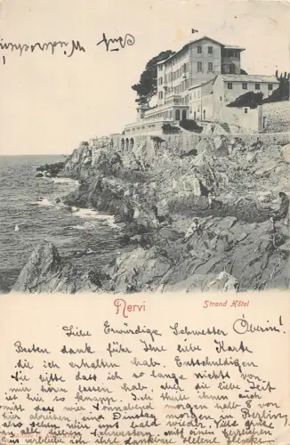 Italien 1904 Nervi Strand Hotel Klippen Vintage Postkarte