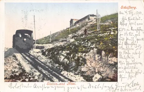 Österreich 1901 Schafberg Bahnhof und Hotel Postkarte