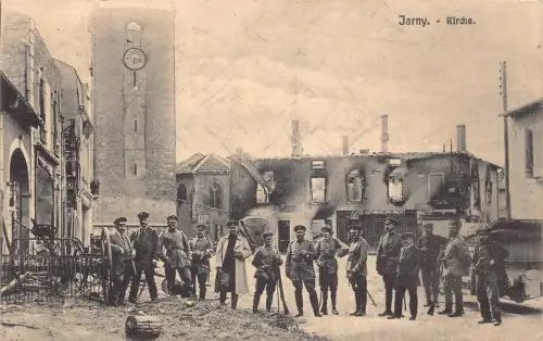 Frankreich 1915 Jarny Kirche Soldaten Automobiline Katastrophe 1. Weltkrieg Feldpostkarte