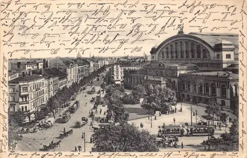 Deutschland 1913 Berlin Königgaetzerstr Anhalter Bahnhof Straßenbahn Postkarte