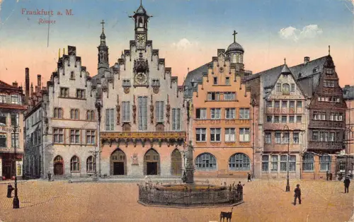 Deutschland 1922 Frankfurt a M Römerplatz Vintage Postkarte