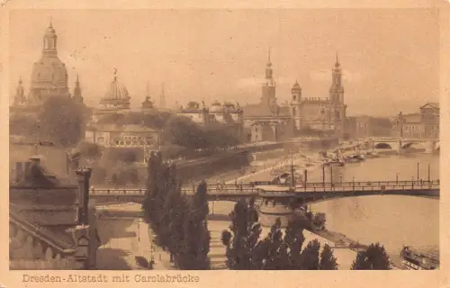 Deutschland 1925 Dresden-Altstadt Karolabrückebrücke Vintage Postkarte