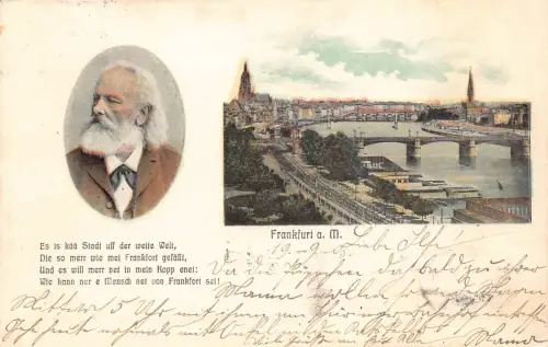 Deutschland 1905 Frankfurt a M Panorama Friedrich Stoltze Gedicht Vintage Postkarte
