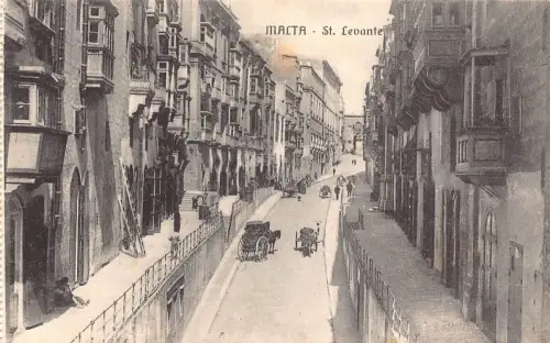 Malta St Levante Kutschenstraße Vintage Postkarte