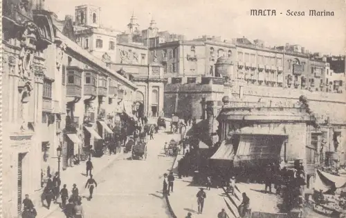 Malta Scesa Marina Street Vintage Postkarte