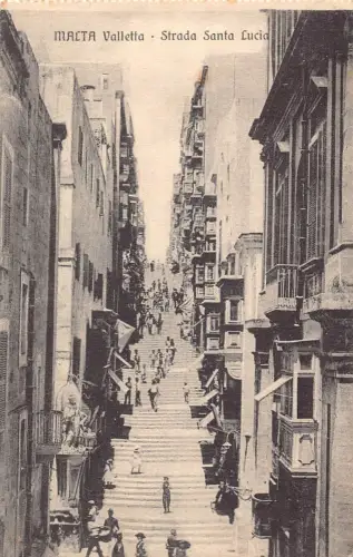 Malta Valletta Strada Santa Lucia Straße Vintage Postkarte