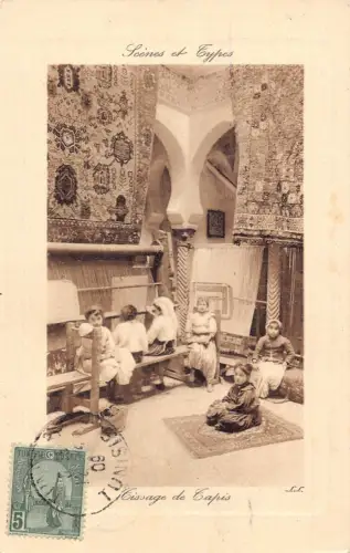 Tunesien 1909 Szenen et Typen Tissage de Tapis Mädchen weben Teppiche Postkarte