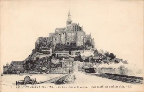 Frankreich Le Mont Saint Michel Die Südseite und der Deich Dampflok Postkarte